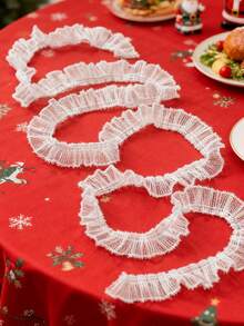 1pc White Ruffled Layered Christmas Tree Wreath, Rustic Spiral Draped Decorative Edge, Soft Wavy Trim, Hanging Decor For Christmas Tree, Fireplace Mantel, Stairs, Windows, Fireplace, Holiday Party Home Decoration - Multi-color 3 - View 5