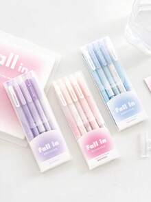 Juego de 5 bolígrafos de gel con estilo degradado rosa y rojo, tinta negra, punta de 0.5mm, apto para escribir y uso escolar - Rosa Pálido - Ver 8