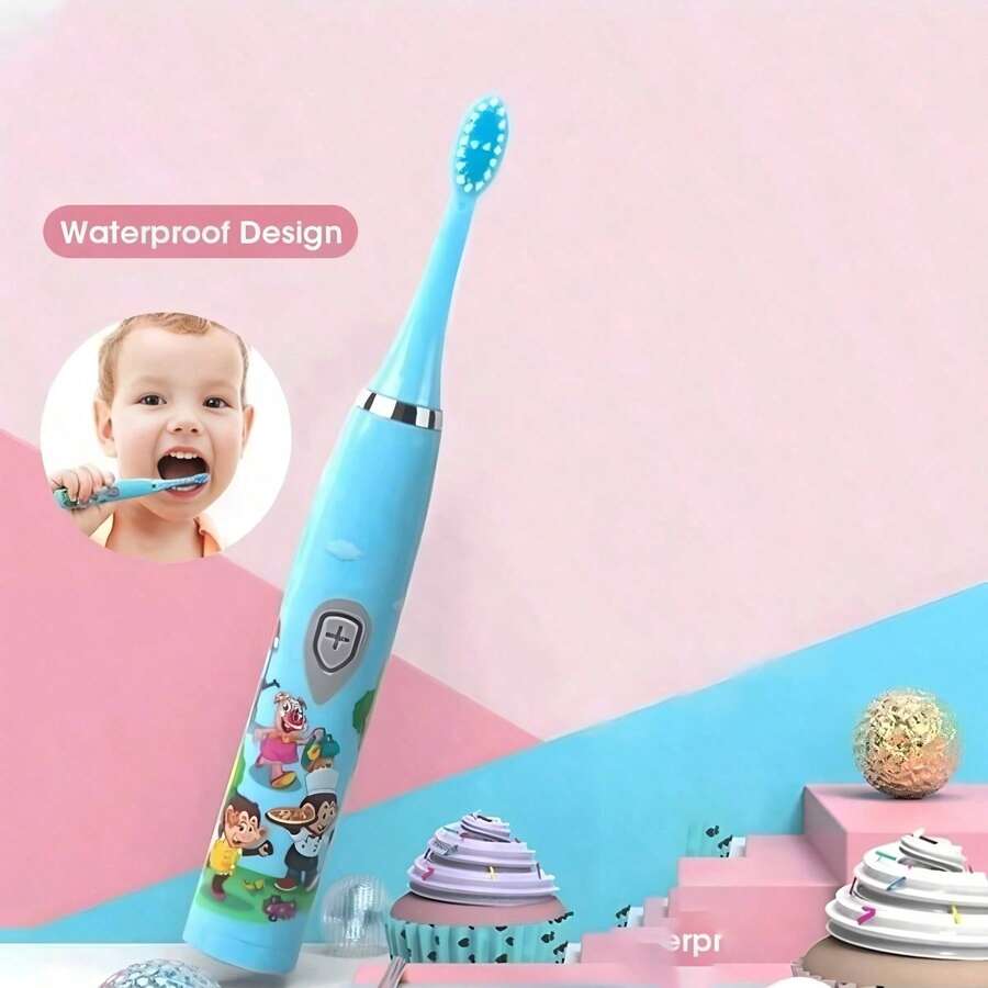 AXH. Electric Toothbrush Smart Cartoon Soft Bristle Toothbrush With Replacement Brush Heads - Multicolor - View 1