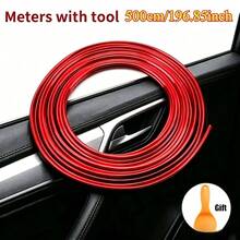 5M/196.85 Inch Universal Soft Car Decorative Trim - Car Interior Dashboard And Door Decorative Trim, Includes Door Center Console Gap Strip, Dashboard Decorative Strip, Bright Strip, Modification Accessories, Door Sill Protector, Universal Car Tool - A - View 7