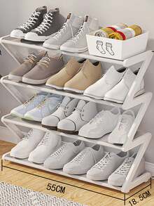 Z-Shaped Plastic Shoe Rack Floor-Standing Storage Rack Multi-Functional Large Capacity Easy Assembly Storage Rack Home Dormitory Essential Space Saving Suitable For Living Room Bedroom - Multicolor - View 9