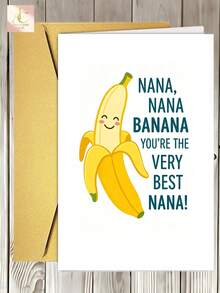1pc Cute Funny Birthday Greeting Card For Nana, Grandma, Grandmother – Smiling Banana Cartoon Design, Playful Heartwarming Card, - One Size Fits All - View 5