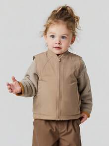 mini bala Unisex Baby Young Girl Warm Vest Thick Soft Loose Versatile Waistcoat For Inner & Outer Wear Autumn Winter - Camel - View 1