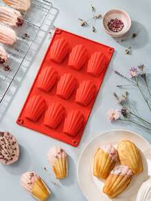 Aesthetic 9-Cavity Shell Silicone Mold 3D Madeleine Shell Mold, Shell-Shaped Food Silicone Mold For Madeleine Cakes, Chocolates, Jellies, Handmade Soaps, Heat-Resistant And Easy Release, Home Ocean Theme Baking Tool - Multicolor - View 3