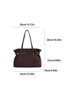 BEIKAMU 1pc Vintage Suede Large Capacity Tote Bag, Strap Versatile Women's Shoulder Bag Underarm Bag, Suitable For College, Commute, Shopping, Street, Daily Use (Pendant Not Included) - Coffee - View 3
