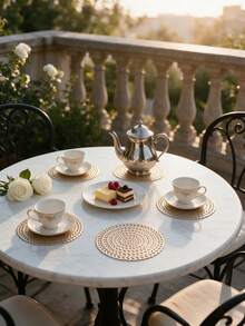 12pcs, Gold Hollow Beverage Coasters, Washable Table Accessories, Non-Slip Table Mats, Breathable And Heat Dissipating, Lightweight And Easy To Store, Suitable For Restaurants, Cafes, Homestays, Compatible With Afternoon Tea, Festivals, Parties, Gatherings, Birthdays, Weddings, Dinner Parties. - Multicolor - View 8