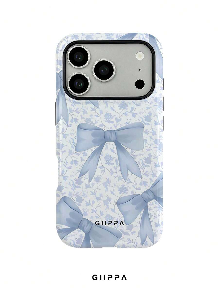 GIIPPA 1pc Grey Background With Bow Pattern Design, Phone 17 Pro Max Phone Case, Compatible With Phone 16 Pro Max, 15 Pro Max, 14 Pro Max, Korean-Style High-End Fashionable And Fun Phone Case, Compatible With 11/12/13/14/15/16 Pro Max Plus, Elegant Design Suitable For Men And Women, Perfect Gift For Girlfriend On Christmas, Valentine's Day, Easter, Wedding Season And Birthday! - Multicolor - View 1