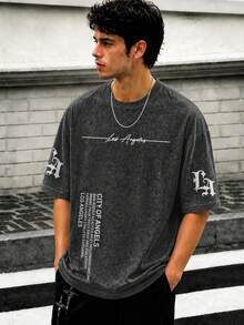 Zrgoth Men's Casual Versatile Simple Printed Element Short Sleeve T-Shirt - Dark Grey - View 3