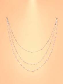 1pc Multi-Layer Tassel Back Chain Rhinestone Body Chain, Luxury High-End Wedding Accessory For Women - Rhinestone - View 5