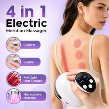 Multifunctional Electric Body Massager, Red Light Heating Massager, 9-Level Adjustable Vacuum Suction Massager, USB Rechargeable, Suitable For Full Body, Legs, Back, Arms, Etc., Portable Handheld Home Body Massager, Relieves Daily Fatigue, Ideal Holiday Gift For Parents And Partners - White - View 9