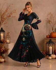Women Maxi Dresses - Teal Blue - View 4