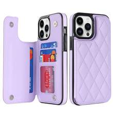 WEFOR 錢包手機殼，適用 Galaxy S26 S25 S25 S24 S23 S22 Ultra Plus S25EDGE 24 FE，多卡槽設計，磁吸扣，附支架，防震保護殼，相容 iPhone 17 AIR 16e 16 15 14 13 12 11 Pro Max XR XS MAX，磁吸設計，RFID 防盜卡槽，磁吸手機保護殼，防震，中性款 - 紫色 - 查看 18