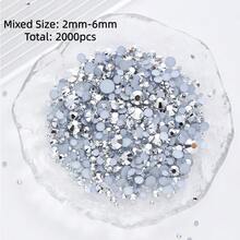 2mm-3mm-4mm-5mm-6mm Mixed Size 1440 Pieces/2000 Pieces/Pack Resin Rhinestone Color Non Heat Fixed Flat Back Adhesive Flash Foaming Rhinestone Jelly Beads For Mugs, Bottles, Rollers, Phone Cases, Handmade DIY Jewelry Accessories - Mixed Size - View 43