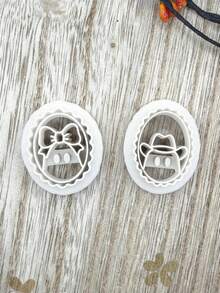 Oval Scalloped Ghost Polymer Clay Cutters, Bow Cowboy Hat Embossed Molds, Handmade Dangle Earring Charms, DIY Spooky Jewelry Craft Supplies - White - View 2