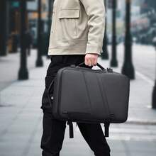 1pc Men's Business Backpack, Leather-Like Waterproof Travel Bag, Large Capacity Multi-Compartment Laptop Backpack, Expandable School Bag, Anti-Theft - Multicolor - View 8