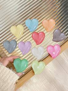 Autumn/Winter New Glitter Solid Color Heart-Shaped Phone Airbag Stand, Retractable Phone Support Stand, Desktop Phone Holder - Multicolor - View 5