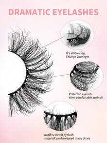 7 Pairs 25mm Long False Eyelashes, 6D Effect, Voluminous, Dense And Criss-Crossed, Long Style, Soft Texture, Suitable For Daily Date Makeup - View 5