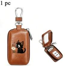 Cute Cat Pattern Zipper Car Key Holder Box, Car Key Remote Key Pouch, Visible Window Key Storage Bag, Perfect Gift, Valentine's Day Gift, 2D Flat - Multicolor - View 12