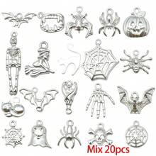 20/30/100pcs Antique Halloween Mixed Charms Skeleton Bat Pumpkin Spider Web Ghost Alloy Pendant For DIY Bracelet Necklace Jewelry Making Findings - Multicolor - View 13