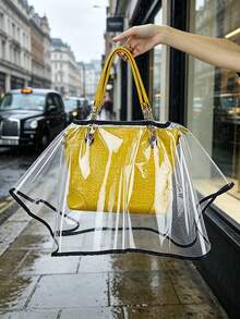 Transparent Handbag Rain Cover, Waterproof Dust-Proof Protective Sleeve, Universal Handbag Raincoat, Transparent PVC Bag Cover Suitable For Daily Commute And Travel, Reusable Handbag Protective Cover,Dust-Proof And Stain-Resistant,Gift For Bag Lovers - Multicolor - View 4