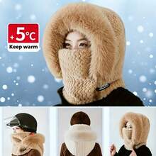 1 buah Topi Musim Dingin Wanita, Syal, Masker Wajah, Penutup Telinga Hangat Tahan Angin untuk Bersepeda - MultiWarna - View 5