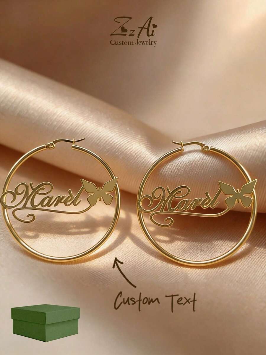 [ZzAi]Personalized Custom 5cm Text Earrings, Create Your Own Unique Earrings. - Style 6 - View 1