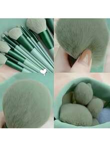 Professional Makeup Brush Set, 13 Brushes And 4 Triangle Powder Puffs With Storage Bag. Soft Nylon Bristles, Suitable For All Skin Types, Portable Oval Foundation Brush, Eyeshadow Brush - Multicolor - View 6