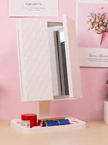1pc Tri-Fold LED Makeup Mirror, Rotatable Desktop Mirror, 3x/2x/1x Magnification, Touch Screen Brightness Control, With Stand And 3 Lighting Modes, Suitable For Home And Travel Use, Ideal Holiday Gift - Multicolor - View 7