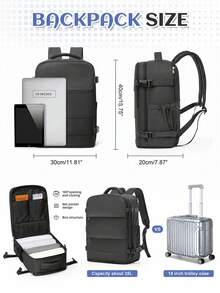 Large Capacity Travel Vacuum Backpack, Practical Laptop Bag, Fits 14-15.6 Inch Laptop, Vacuum Compression Backpack With Manual Air Pump, Suitable For Daily Casual Use, Unisex Travel Backpack, Size 40*30*20cm, Features Dry/Wet Separation Pocket & Comfortable Back Design, Suitable As Carry-On Luggage, Unisex, Men's Women's Commuter Backpack, Outdoor Backpack, Campus Backpack, Commuter Backpack, Travel Backpack, Weekend Bag - Multicolor - View 4