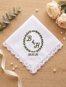 1pc Personalized Bride Wedding Handkerchief, Custom Text Hankerchief, Custom Keepsake Handkerchief For Wedding Bridal Party Gift - Multicolor - View 22