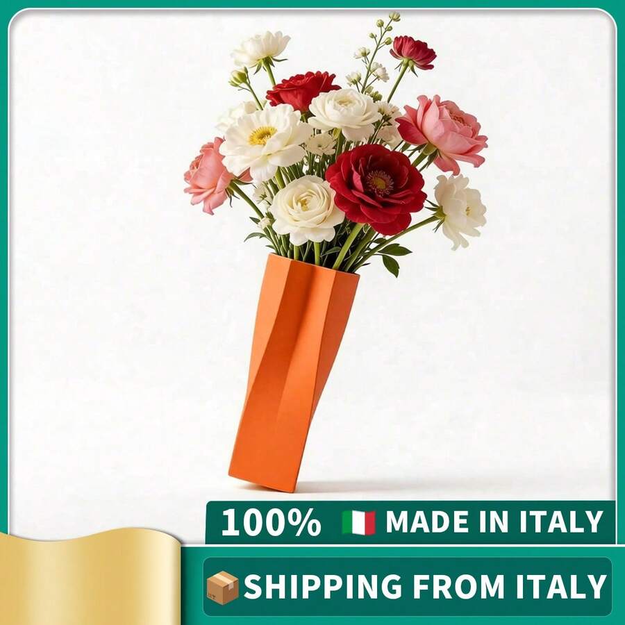 ORIZZONTE Modern Decorative Vase With Four-Section Geometric Design – Symmetrical Lines And Architectural Structure For Fresh Flowers, Branches And Floral Arrangements – Gift Idea For Home/Office – 100% Made In Italy, Deliver From Italy