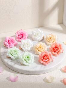 10/5pcs Multi-Color Artificial Rose Flower Hair Clips, Durable & Gentle On Hair, Sweet & Cute Hair Accessories For Women And Girls, Suitable For Daily Wear, School, Party, Vacation - Multicolor - View 7