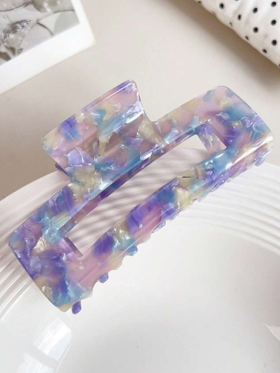 女款幻彩紫藍大理石紋醋酸纖維抓夾髮夾,大號 4.1 英吋/10.5 公分,適合粗髮 - 彩色 - 查看 1