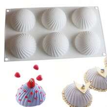 6-Cavity Semi-Circular Spiral Ice Cream Mousse Mold, Christmas Hat Bread Silicone Cake Mold, Chocolate Mold - Multicolor - View 1