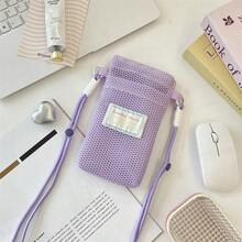 Fresh Mesh Crossbody Phone Bag, Sweet Colorblock Lanyard Phone Storage Bag, Lightweight Mini One Shoulder Bag For Summer - Multicolor - View 10