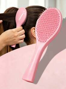 1pc Dual-Function Detangling Comb, Wet & Dry Use - Soft Massage Design, ABS Plastic Handle, Suitable For All Hair Types, Reduces Tangling And Frizz, Improves Scalp Health, Perfect As A Small Gift, Home Essential, Daily Use, Convenient For Travel, Hollow Comb, Attractive Hair Comb, Fluffy Massage Tooth Large Arc Comb, Halloween Gift, Christmas Gift - A - View 1