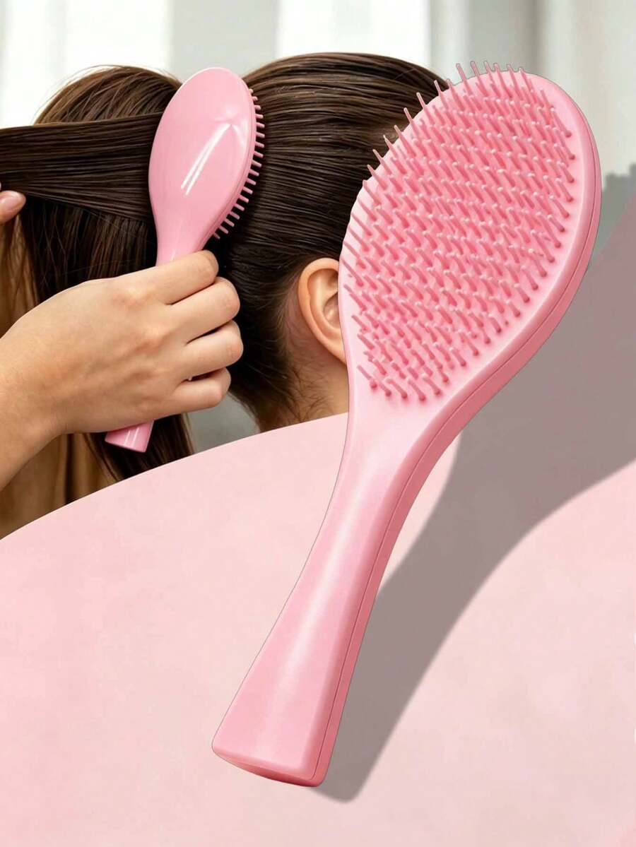1pc Dual-Function Detangling Comb, Wet & Dry Use - Soft Massage Design, ABS Plastic Handle, Suitable For All Hair Types, Reduces Tangling And Frizz, Improves Scalp Health, Perfect As A Small Gift, Home Essential, Daily Use, Convenient For Travel, Hollow Comb, Attractive Hair Comb, Fluffy Massage Tooth Large Arc Comb, Halloween Gift, Christmas Gift - A - View 1