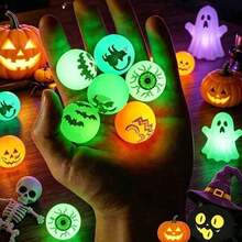 16/36pcs Glow-In-The-Dark Halloween Bouncy Balls - Pumpkin, Bat, Skull Designs, Suitable For "Trick Or Treat" Games, Classroom Prizes, Halloween Party Decorations, Durable Toy Balls - Multicolor - View 1