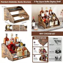 3 Step Liquor Bottle Display Rack - Wooden - View 1