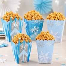5pcs/6pcs/16pcs/Set Winter Snowflake Popcorn Boxes, Blue Paper Snack Candy Gift Boxes, Ice And Snow Theme Birthday Party Favors And Decorations - Multicolor - View 3