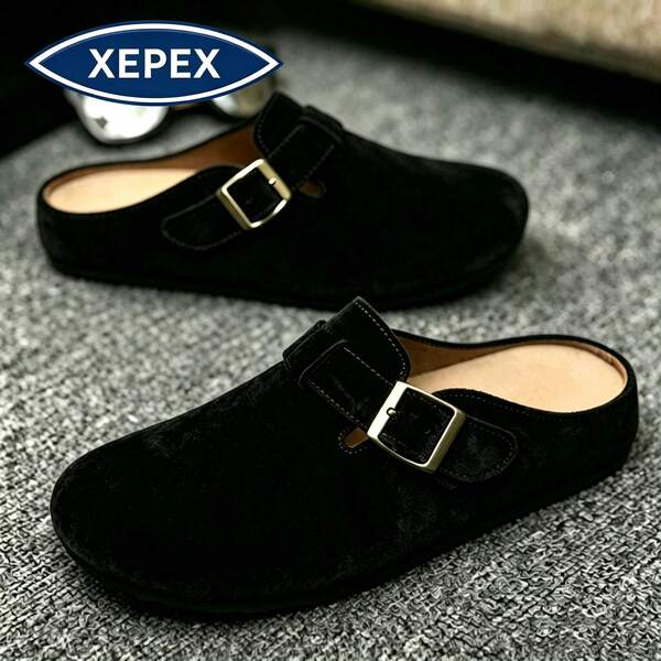 Sandal Loafer Musim Panas Tertutup dengan Gesper, Sol Tebal, Anti Selip, Anti Bau, Bagian Bawah Lembut, Kasual Modis, Tahan Aus, Nyaman, Sandal Pantai Datar, Sepatu Pria Ukuran Besar