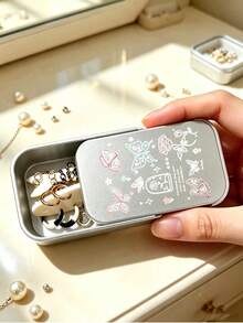Butterfly Flower Pattern Ins Sliding Jewelry Storage Box, Earring Box, Fish Bone And Fish Bone Jewelry Storage, Jewelry Box, Christmas, Easter, Valentine's Day, Birthday Gift, Back To School Surprise Gift - Multicolor - View 6