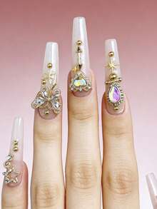 6Box Nail Art Decorations Kit, Flatback Resin Nail Rhinestones, Metal Nail Charms, Studs, Chains, Pearls With Dotting Tools Nail Brushes, Complete Nail Decor Accessories For DIY Manicure Crafts - Multicolor - View 4