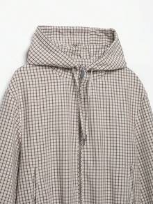 Liorin Autumn New Women's European And American Style Fashion Minimalist Versatile Plaid Hooded Jacket - Lattice - View 4