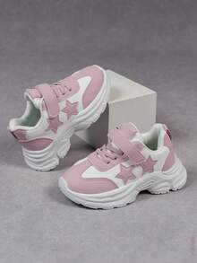 1 Pair All-Season Fashion Casual All-Match Versatile Comfortable Soft Sole Lightweight Lace-Up Flat Sneakers Mesh Breathable Back To School - Pink - View 2