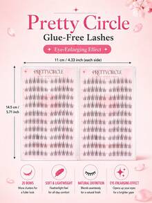 WANPIN Glue-Free 20 Rows 9-11mm Gold C Curl Segmented Cluster False Eyelashes, Transparent Lash Stem, Ready To Wear & Reusable, Suitable For Beginners, Soft Comfortable Non-Irritating, Natural Daily Commute Makeup Look - C - View 7