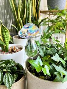 Mushroom-Shaped Automatic Watering Planter, Slouchy-Style Automatic Drip Irrigation, Transparent Watering Pot, Suitable For Indoor And Outdoor Gardens, Automatic Watering Device For Potted Plants, Flowers And Bonsai - Multicolor - View 2