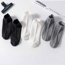7/10/20/30 Pairs Unisex Solid Color Minimalist Versatile Plus Size Fashion Short Socks For Spring And Autumn - Black - View 4