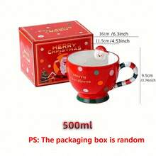 1pc Christmas Mug, Cartoon Gingerbread Man & Santa Claus Mug, Large Capacity, Perfect For Christmas Use, Ideal Christmas Gift - Multicolor - View 8