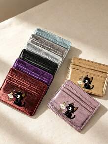 Credit Card Holder Small Wallet Women, Black Cat Leave,Coin Wallet Portable Card ID Card,Slim Pocket,Large Capacity,Birthday, Anniversary, Couples - Multicolor - View 6